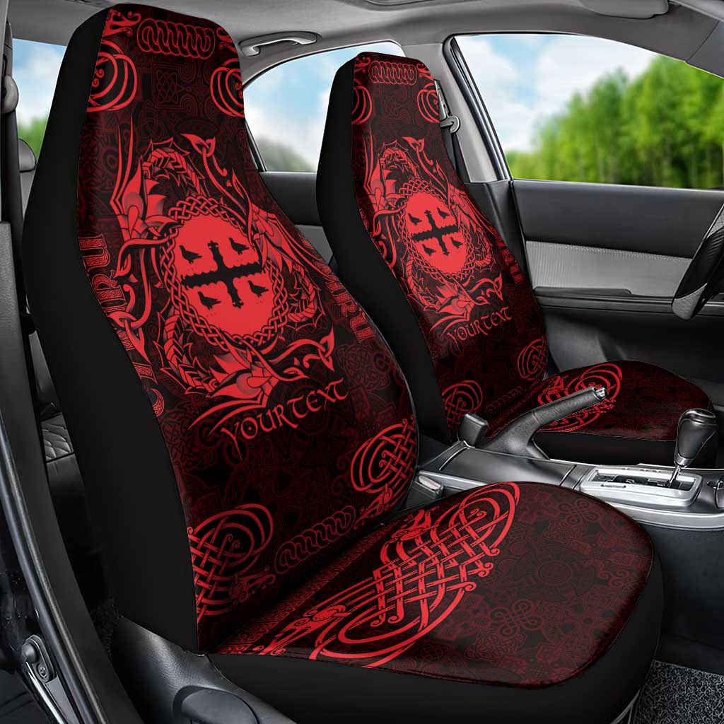 Personalized Flintshire Sir y Fflint Car Seat Cover Red Four Choughs Celtic-inspired LT9