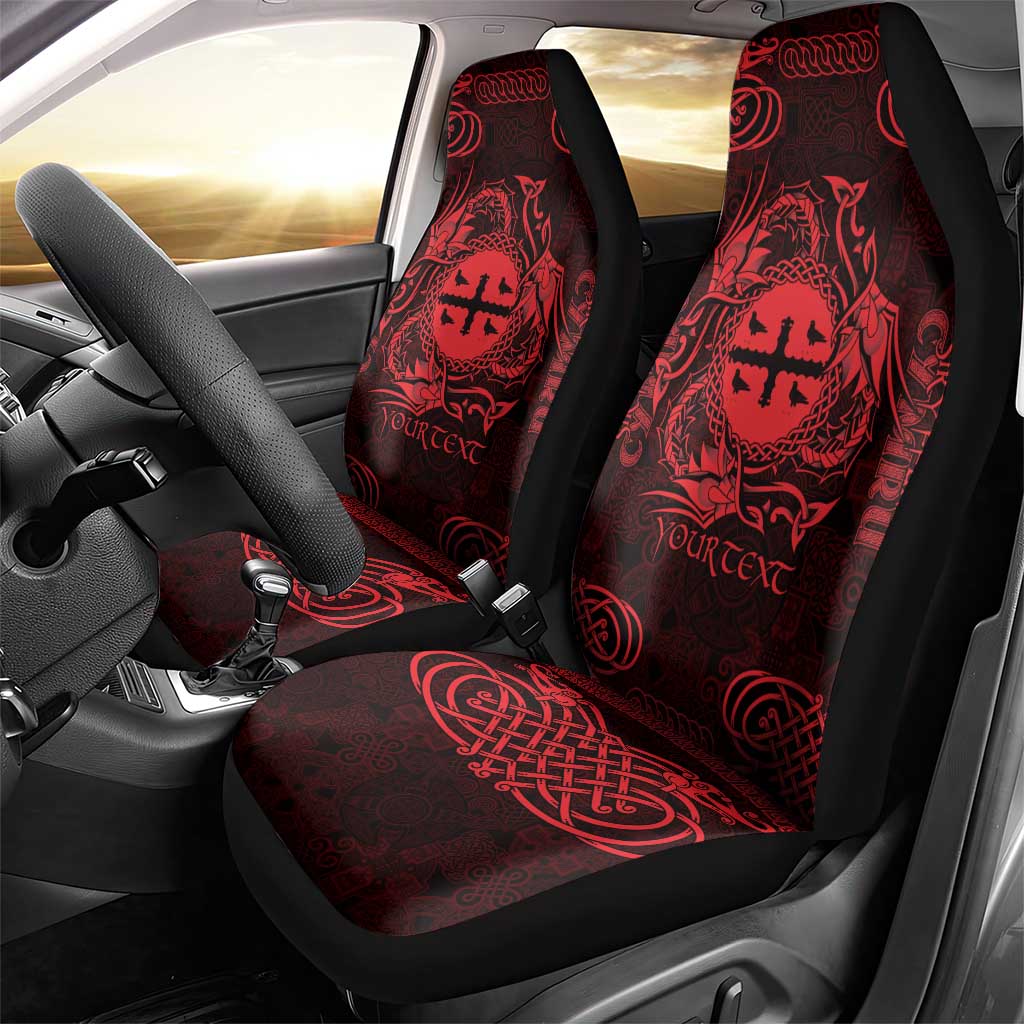 Personalized Flintshire Sir y Fflint Car Seat Cover Red Four Choughs Celtic-inspired LT9