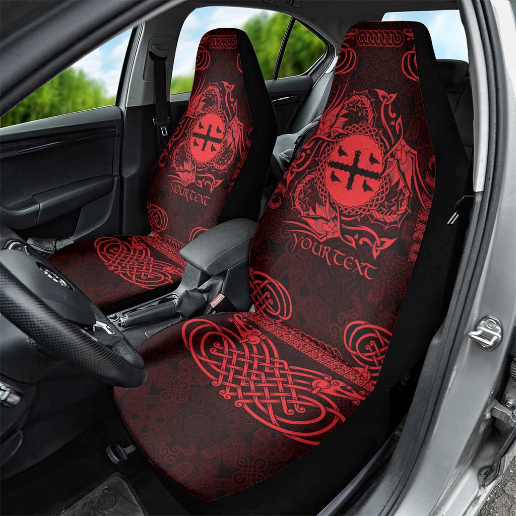 Personalized Flintshire Sir y Fflint Car Seat Cover Red Four Choughs Celtic-inspired LT9