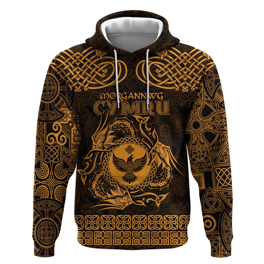 Personalized Glamorgan Morgannwg Hoodie Gold Raven Celtic-inspired LT9