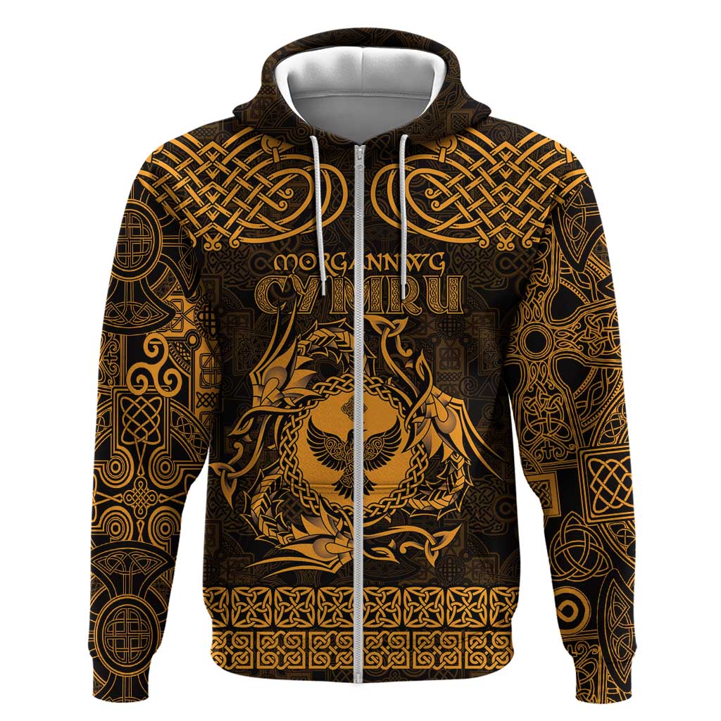 Personalized Glamorgan Morgannwg Hoodie Gold Raven Celtic-inspired LT9
