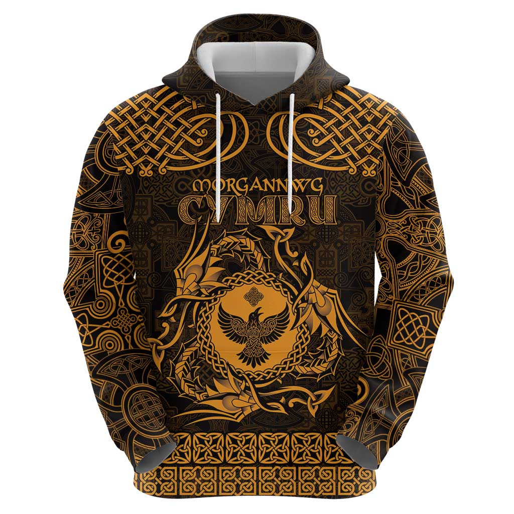 Personalized Glamorgan Morgannwg Hoodie Gold Raven Celtic-inspired LT9