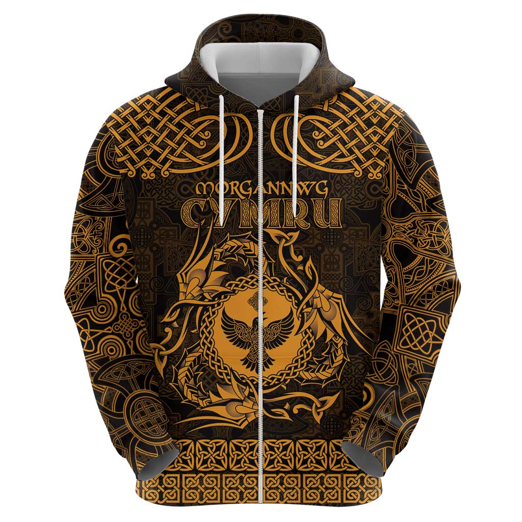 Personalized Glamorgan Morgannwg Hoodie Gold Raven Celtic-inspired LT9