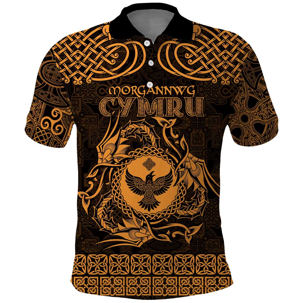 Personalized Glamorgan Morgannwg Polo Shirt Gold Raven Celtic-inspired LT9
