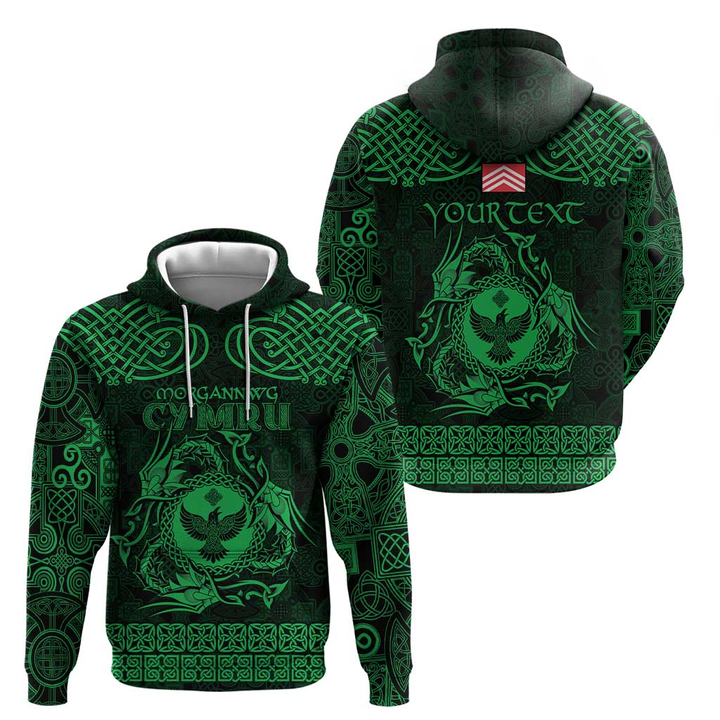Personalized Glamorgan Morgannwg Hoodie Green Raven Celtic-inspired LT9
