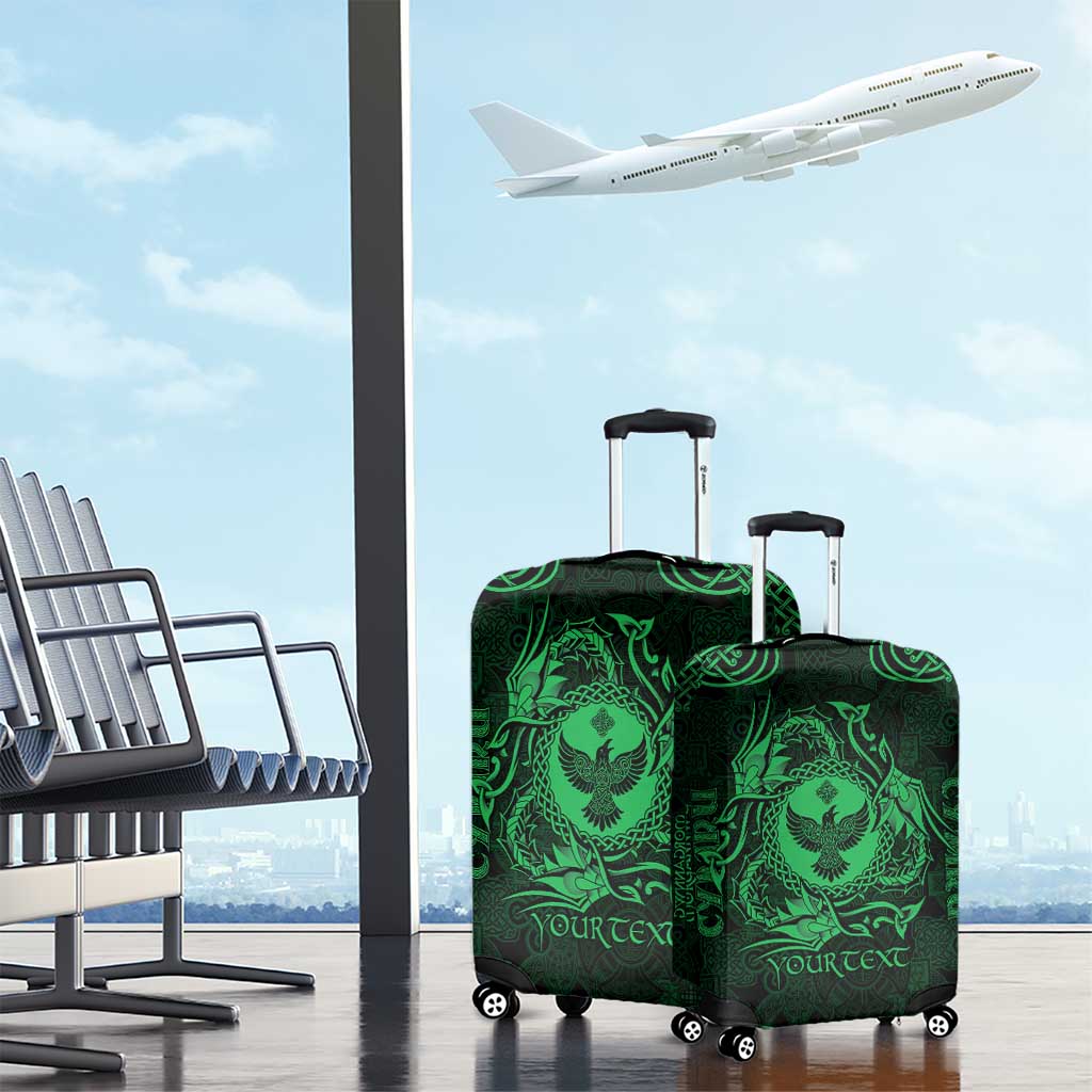 Personalized Glamorgan Morgannwg Luggage Cover Green Raven Celtic-inspired LT9