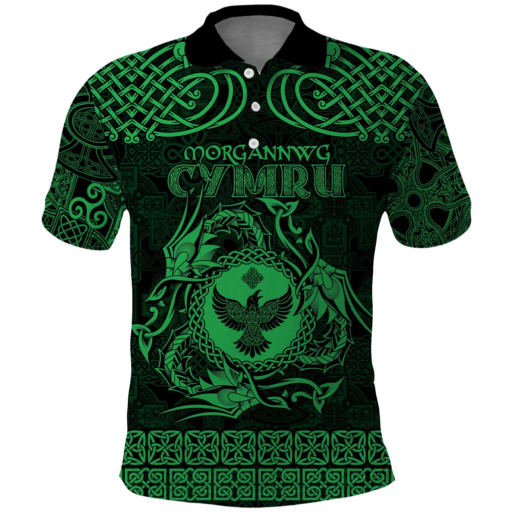 Personalized Glamorgan Morgannwg Polo Shirt Green Raven Celtic-inspired LT9