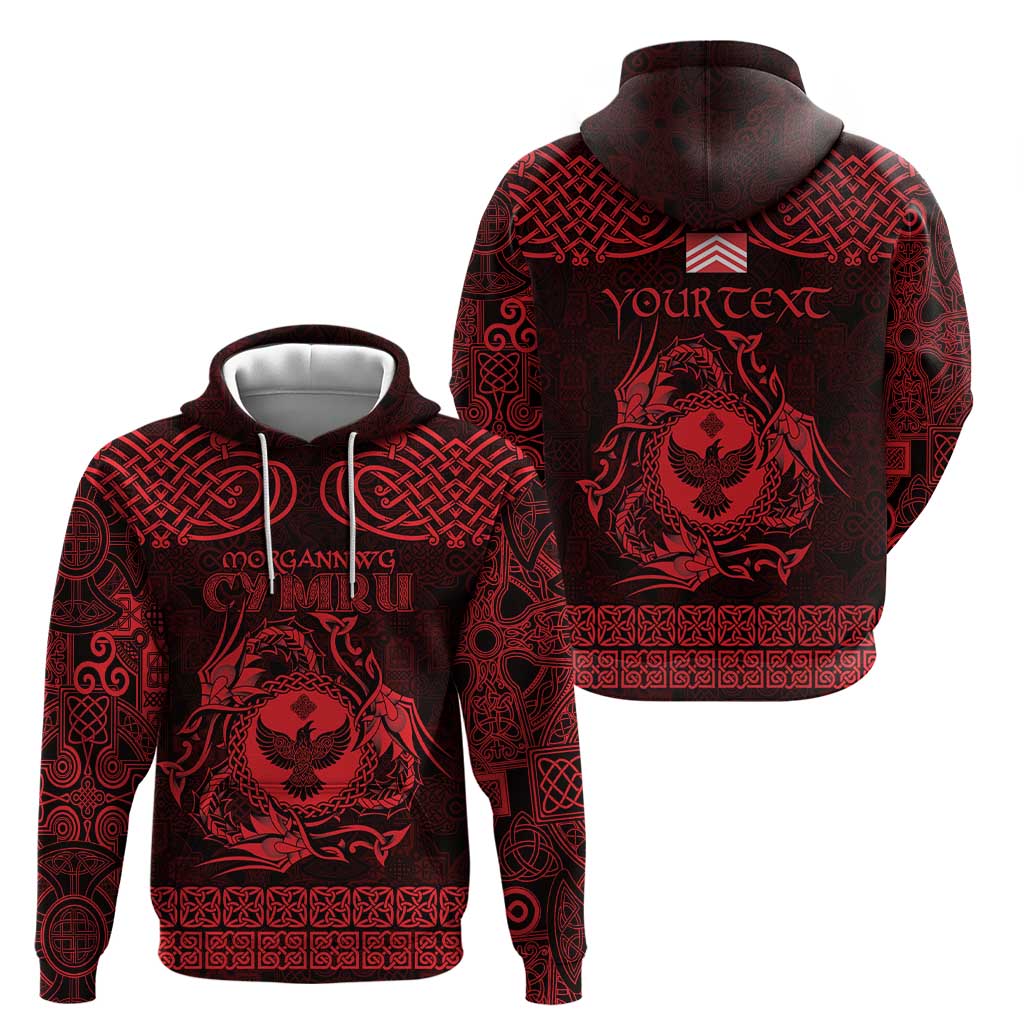 Personalized Glamorgan Morgannwg Hoodie Red Raven Celtic-inspired LT9
