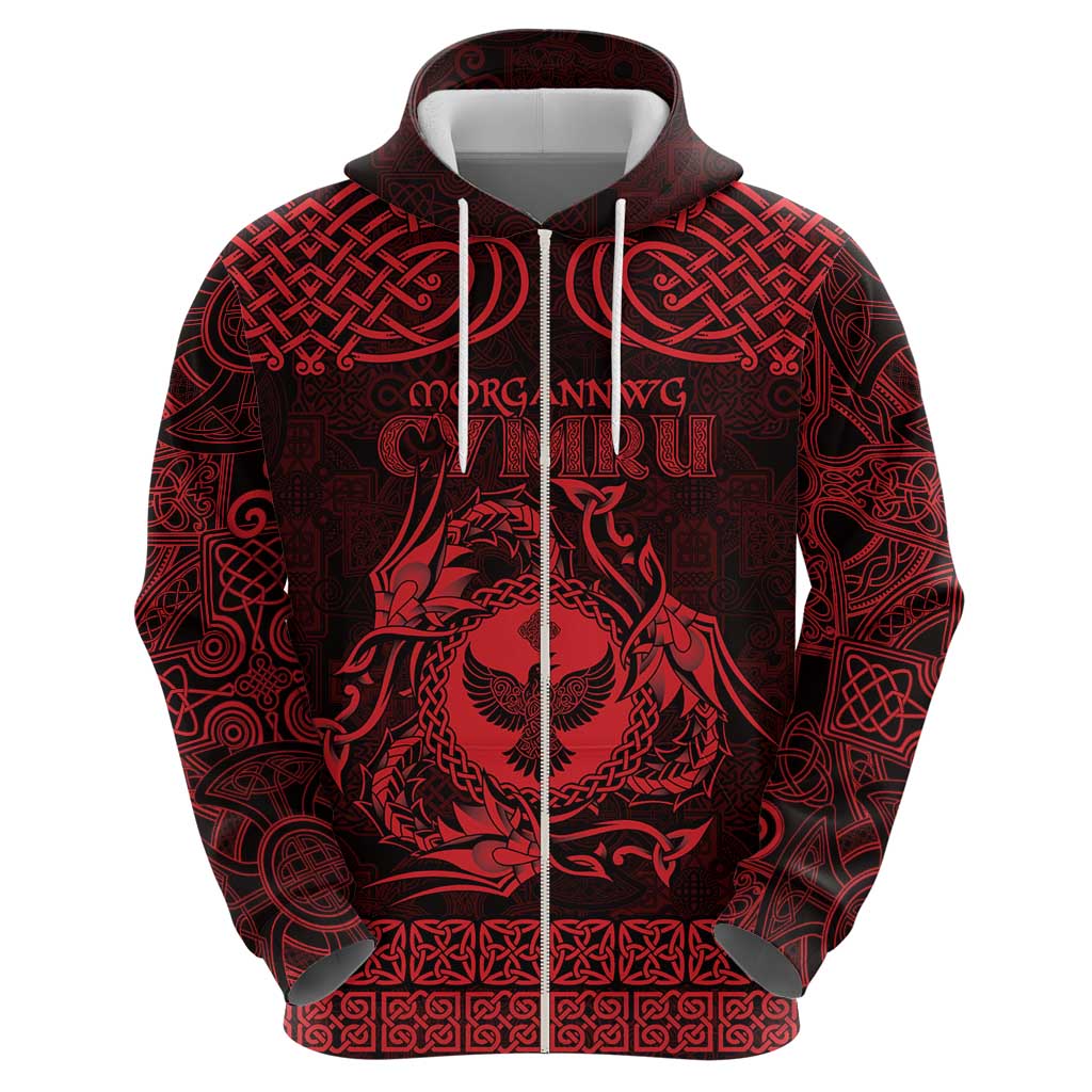 Personalized Glamorgan Morgannwg Hoodie Red Raven Celtic-inspired LT9