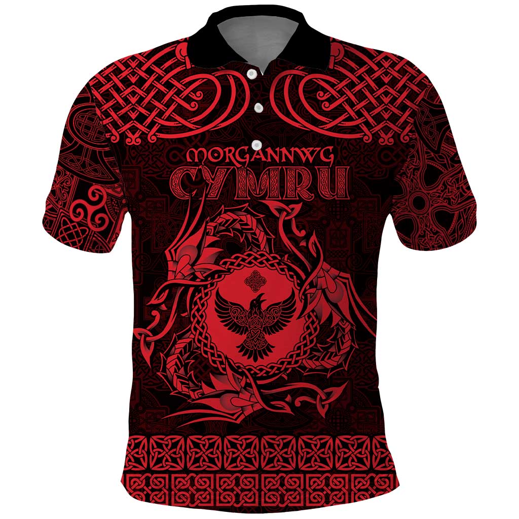 Personalized Glamorgan Morgannwg Polo Shirt Red Raven Celtic-inspired LT9