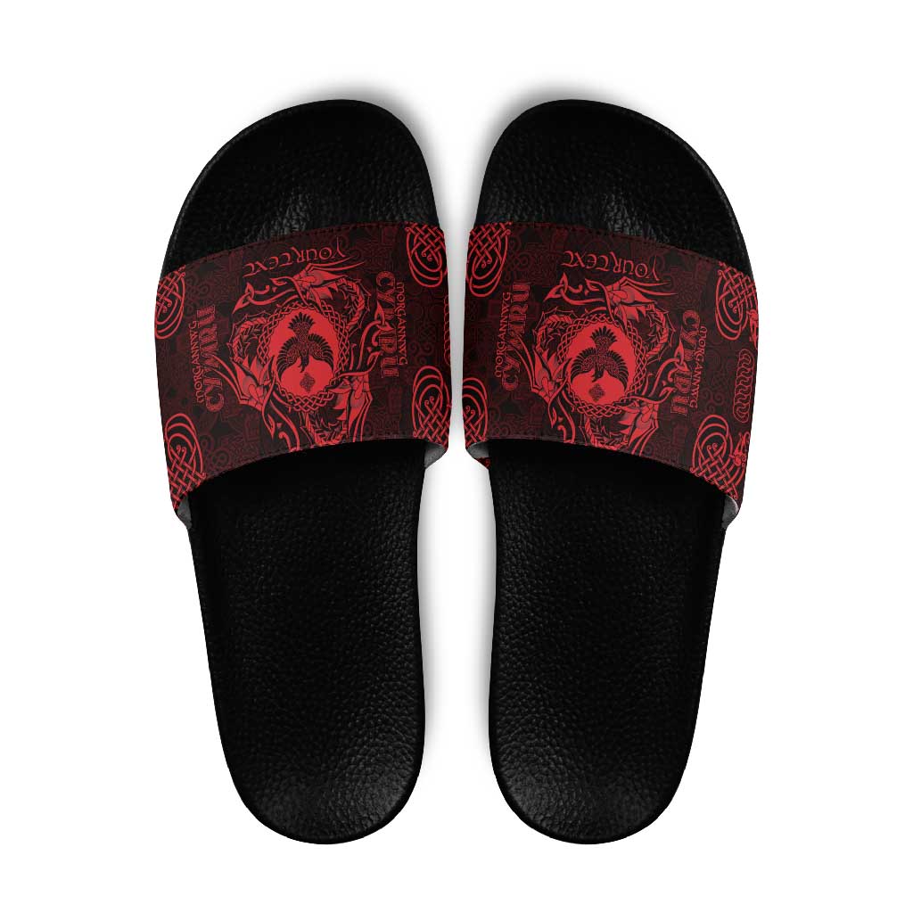 Personalized Glamorgan Morgannwg Slide Sandals Red Raven Celtic-inspired LT9