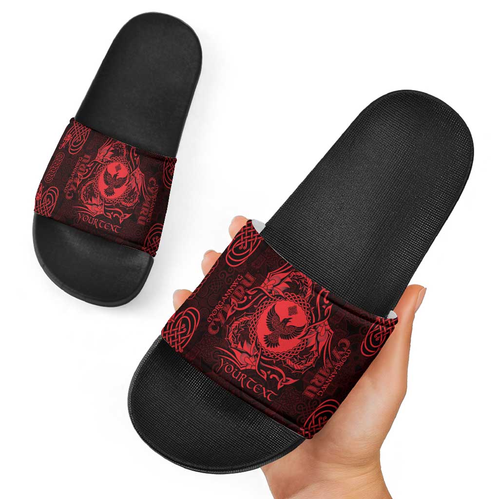 Personalized Glamorgan Morgannwg Slide Sandals Red Raven Celtic-inspired LT9