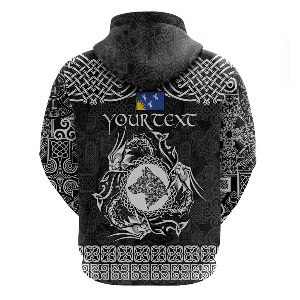 Personalized Merionethshire Meirionnydd Hoodie Black Wolf Celtic-inspired LT9