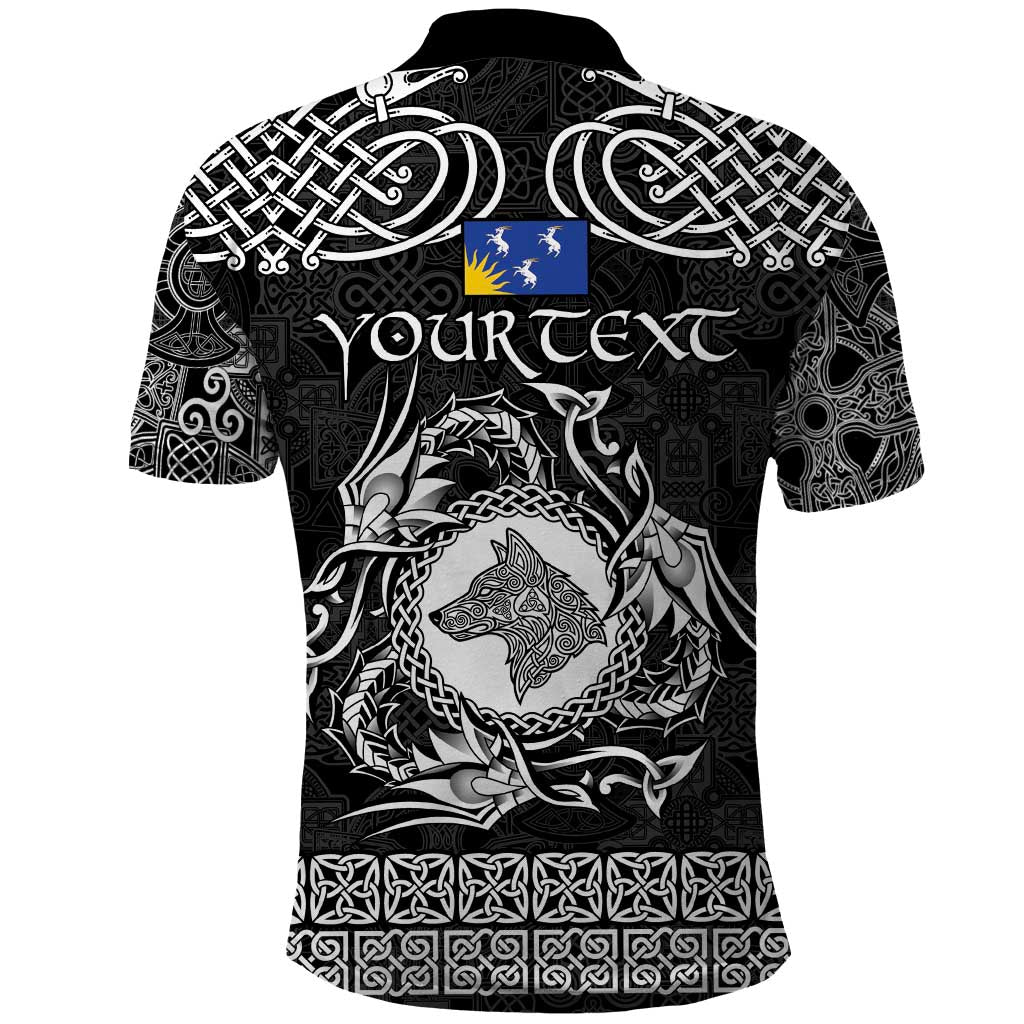Personalized Merionethshire Meirionnydd Polo Shirt Black Wolf Celtic-inspired LT9
