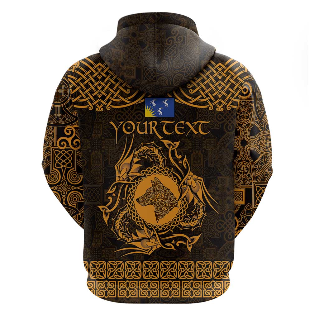 Personalized Merionethshire Meirionnydd Hoodie Gold Wolf Celtic-inspired LT9