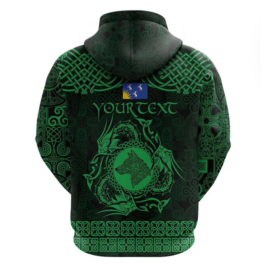 Personalized Merionethshire Meirionnydd Hoodie Green Wolf Celtic-inspired LT9