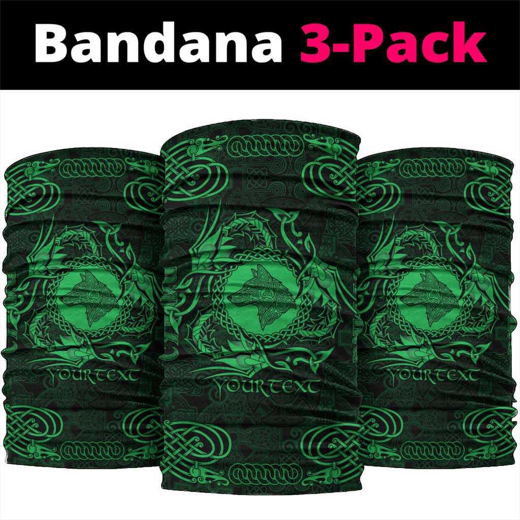 Personalized Merionethshire Meirionnydd Neck Gaiter Green Wolf Celtic-inspired LT9