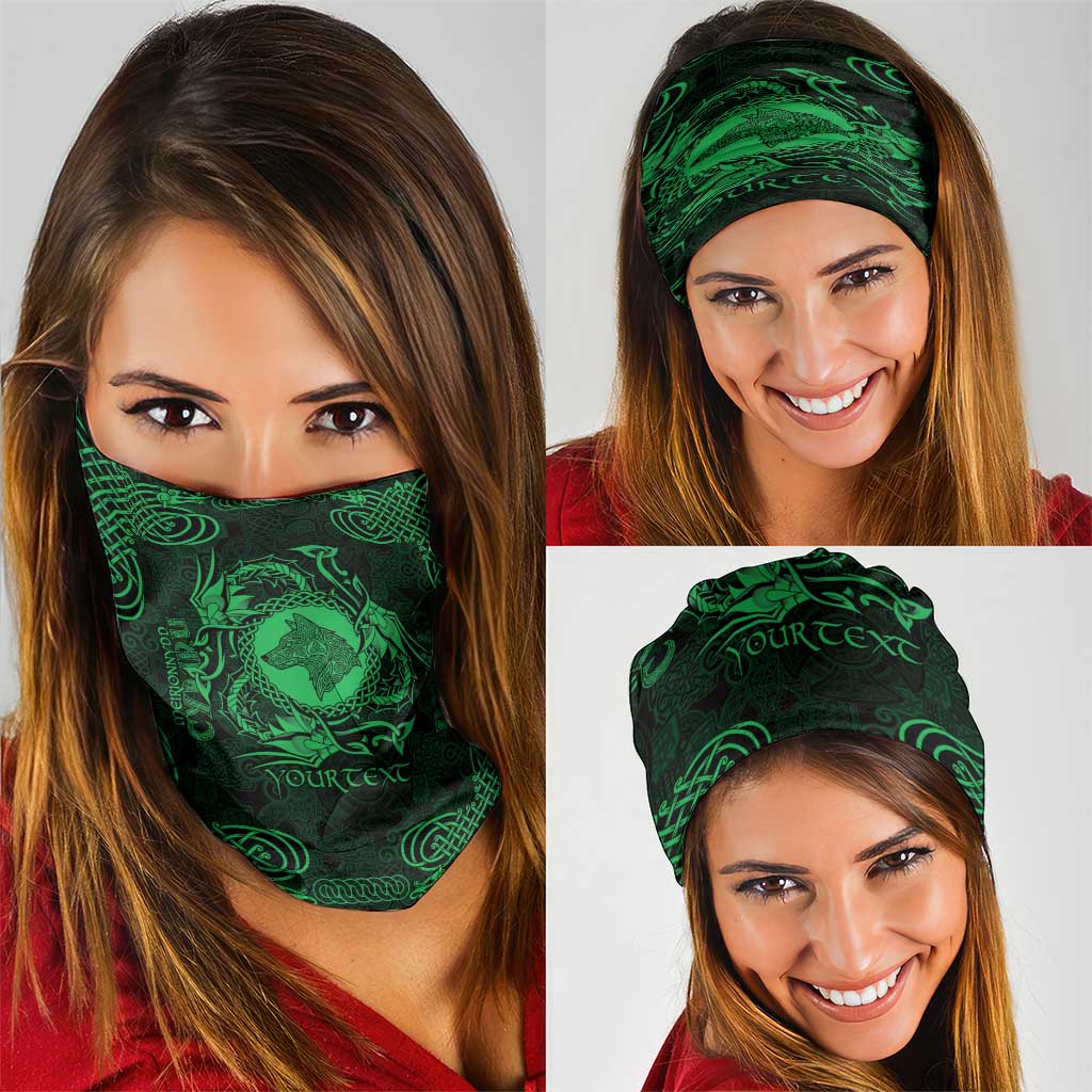 Personalized Merionethshire Meirionnydd Neck Gaiter Green Wolf Celtic-inspired LT9