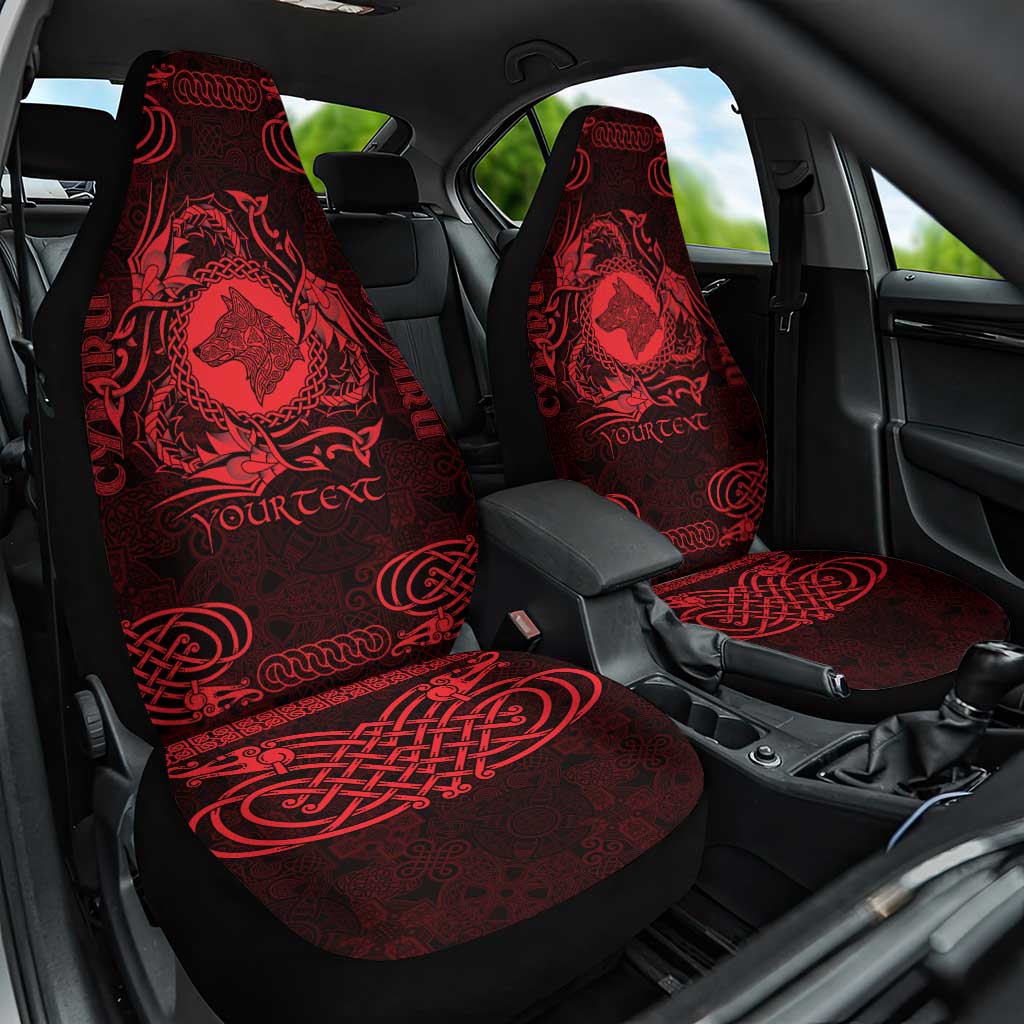 Personalized Merionethshire Meirionnydd Car Seat Cover Red Wolf Celtic-inspired LT9