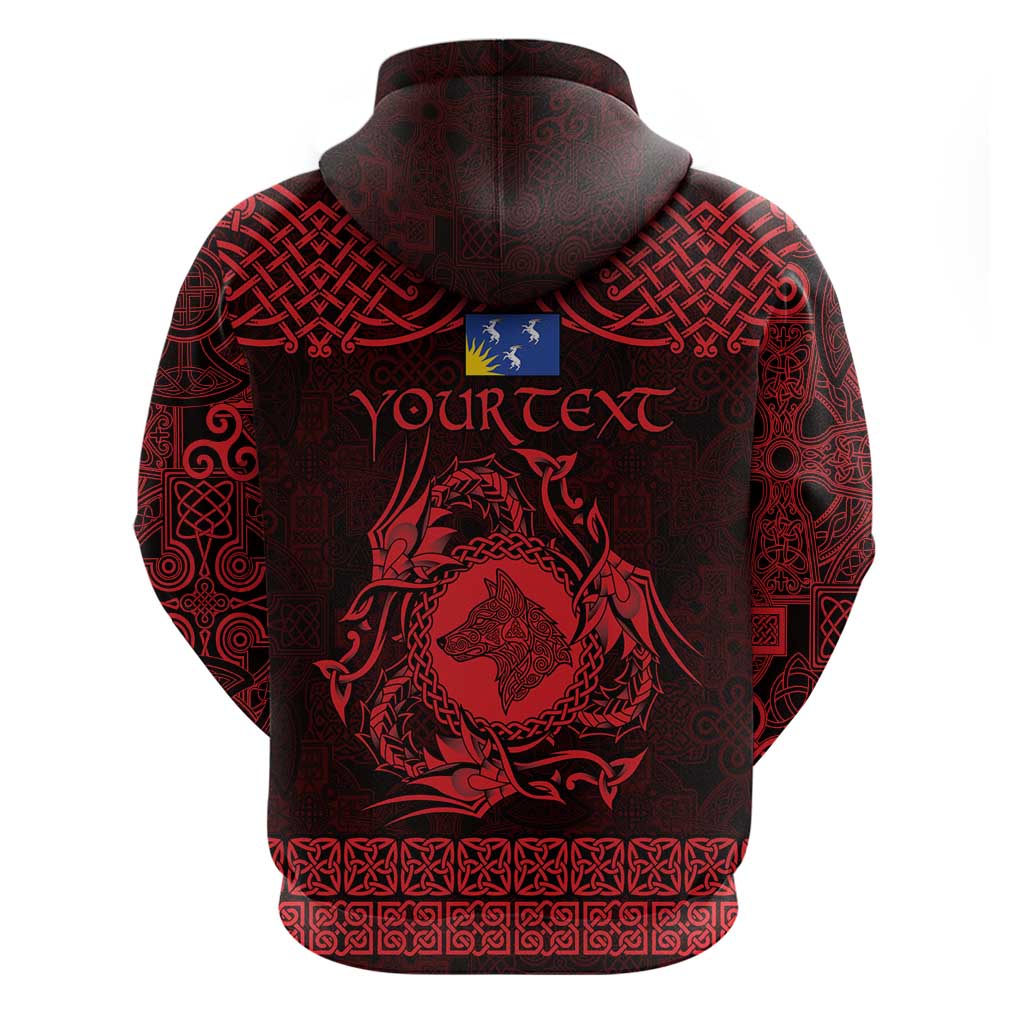 Personalized Merionethshire Meirionnydd Hoodie Red Wolf Celtic-inspired LT9