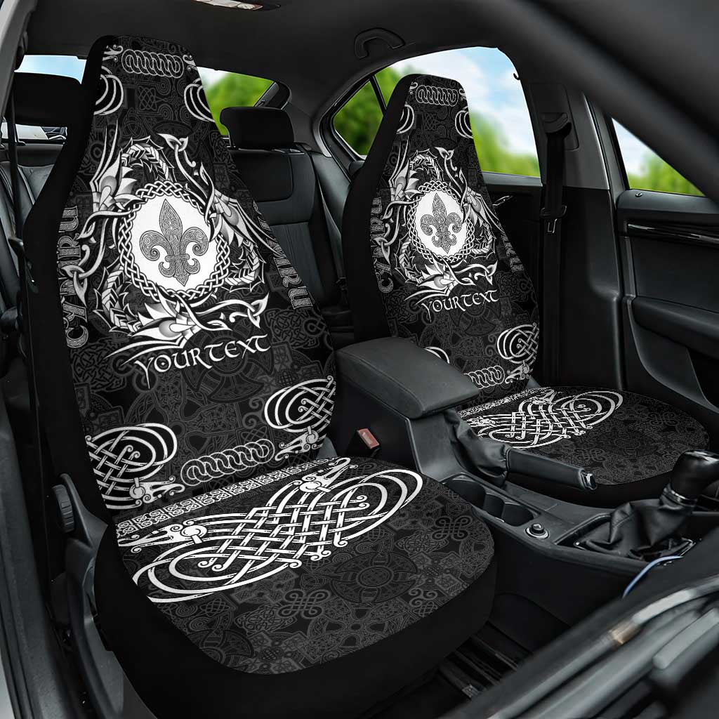 Personalized Monmouthshire Sir Fynwy Car Seat Cover Black Fleur-de-lis Celtic-inspired LT9