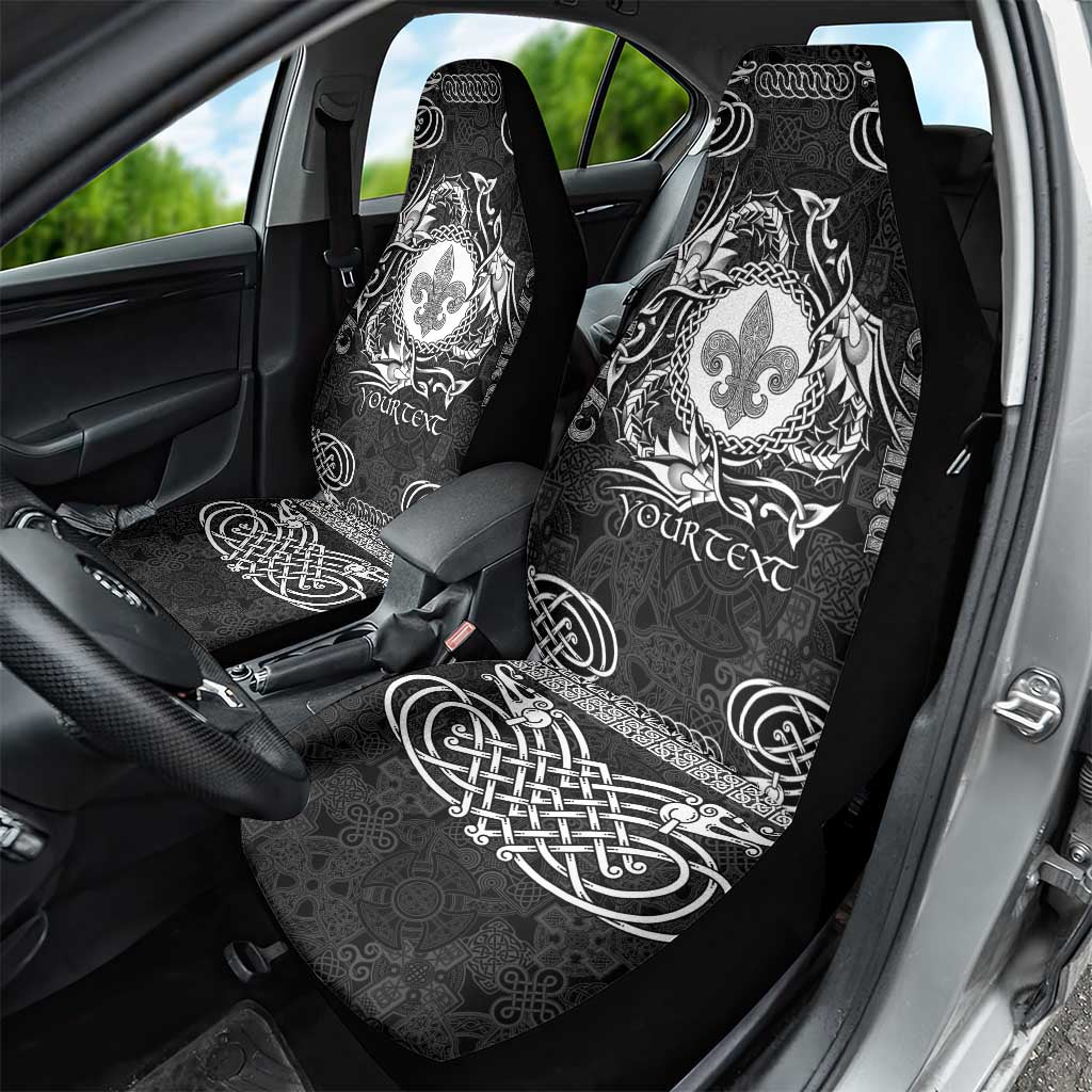 Personalized Monmouthshire Sir Fynwy Car Seat Cover Black Fleur-de-lis Celtic-inspired LT9