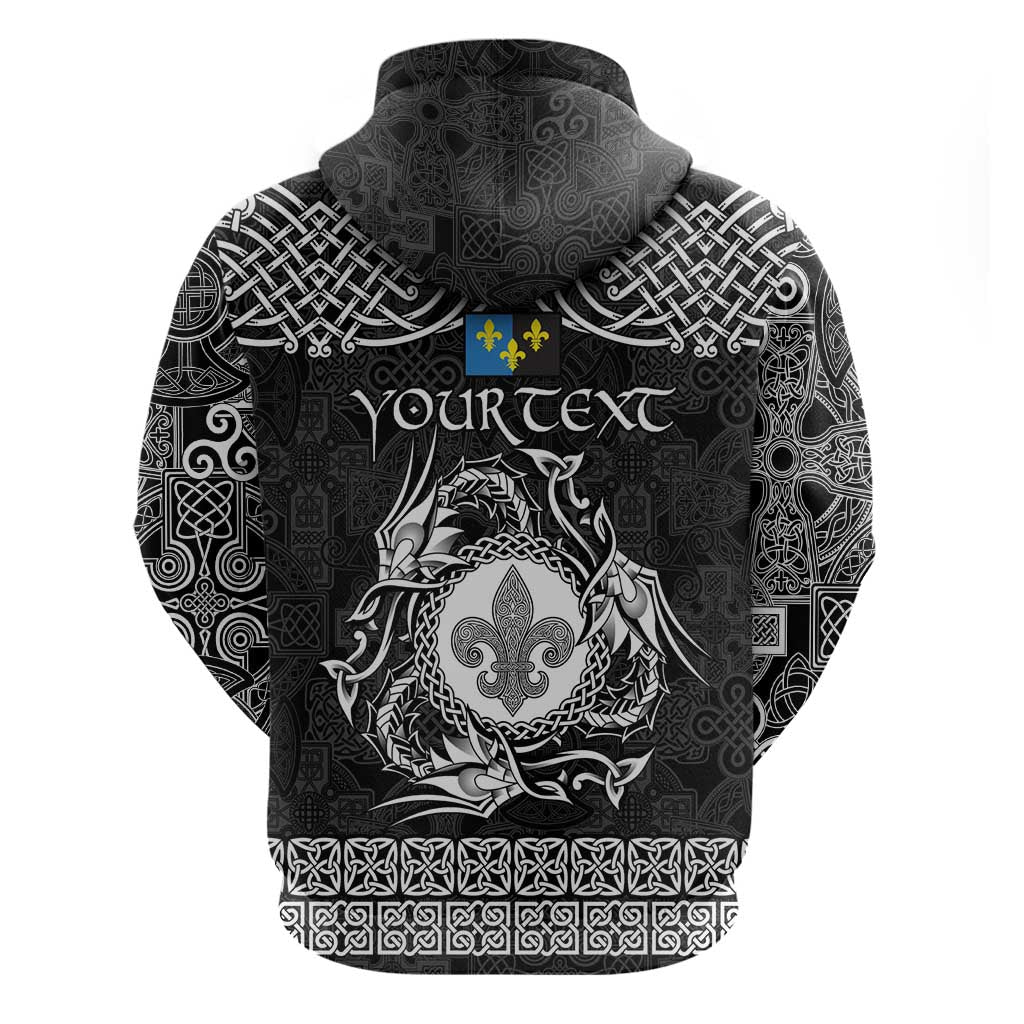 Personalized Monmouthshire Sir Fynwy Hoodie Black Fleur-de-lis Celtic-inspired LT9