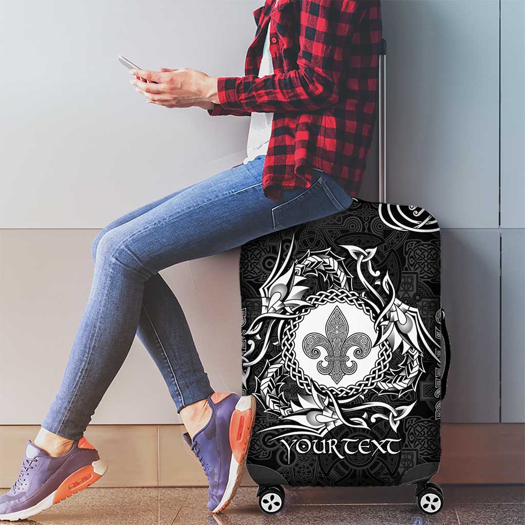 Personalized Monmouthshire Sir Fynwy Luggage Cover Black Fleur-de-lis Celtic-inspired LT9