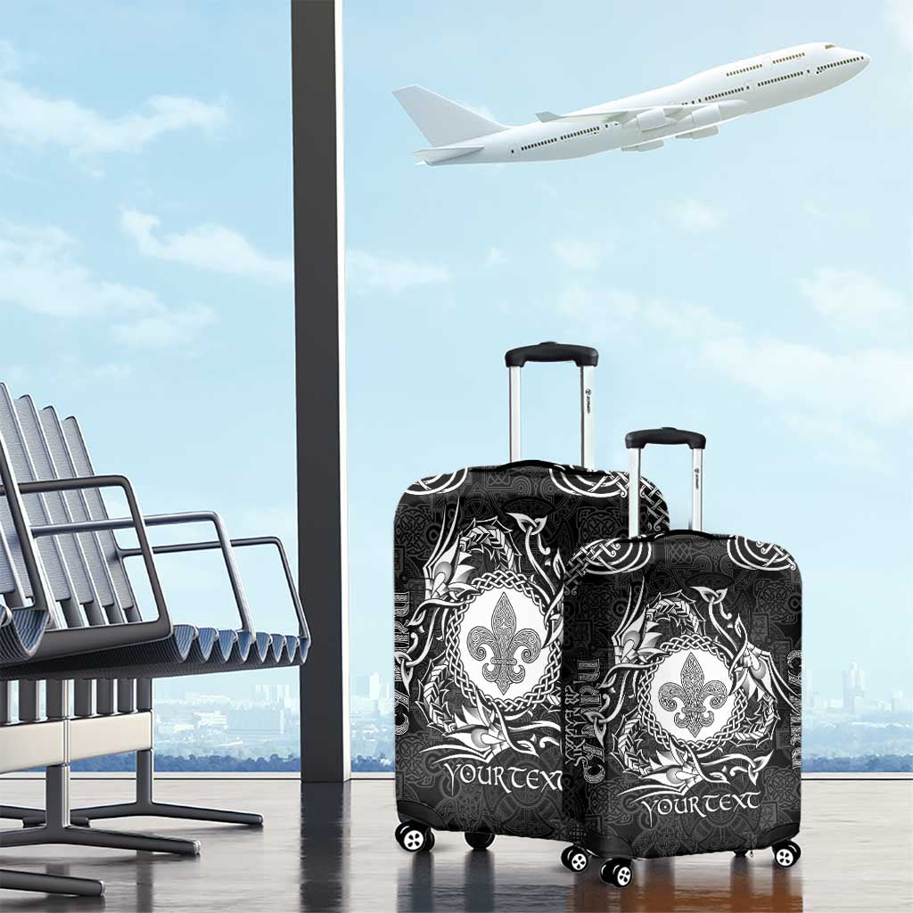 Personalized Monmouthshire Sir Fynwy Luggage Cover Black Fleur-de-lis Celtic-inspired LT9