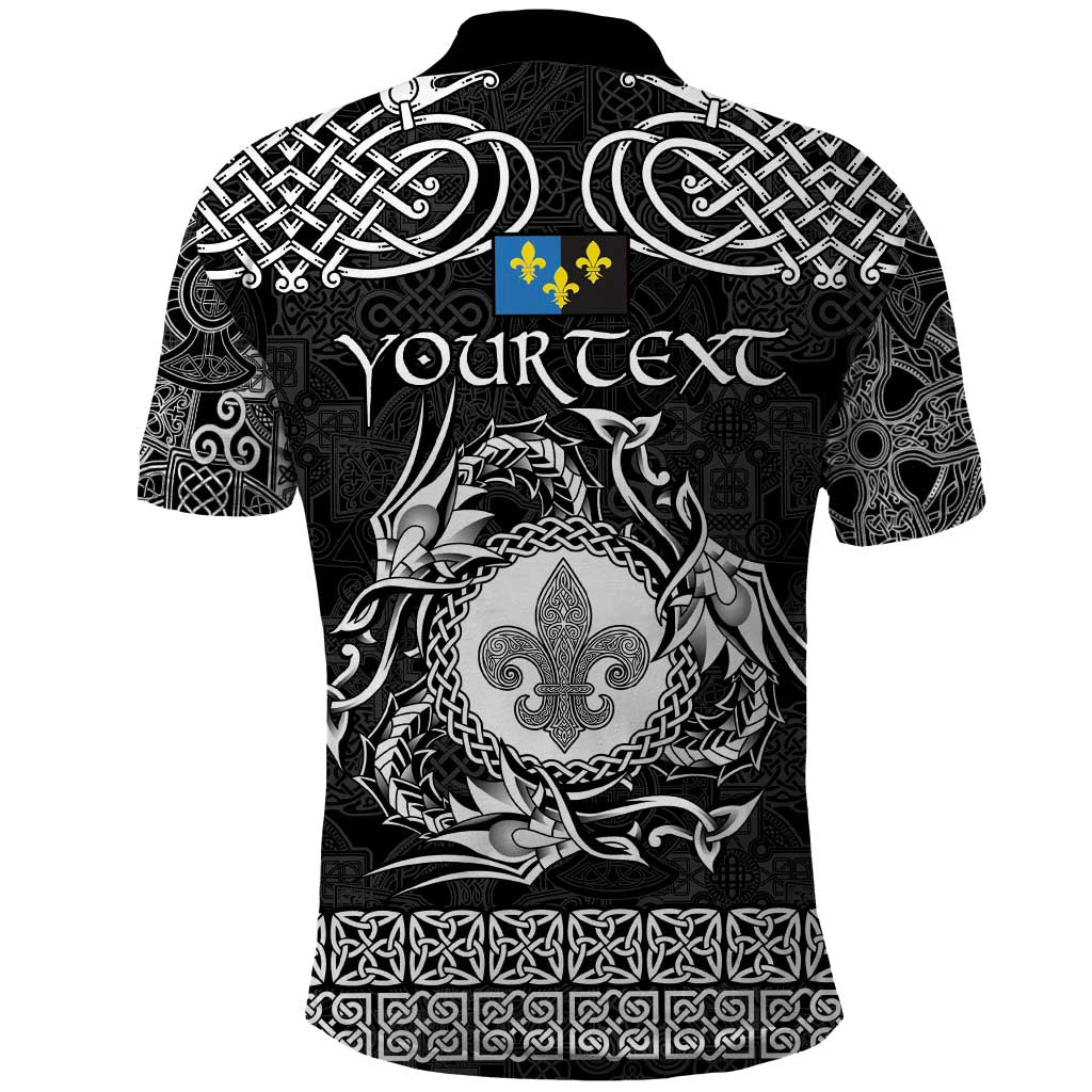 Personalized Monmouthshire Sir Fynwy Polo Shirt Black Fleur-de-lis Celtic-inspired LT9