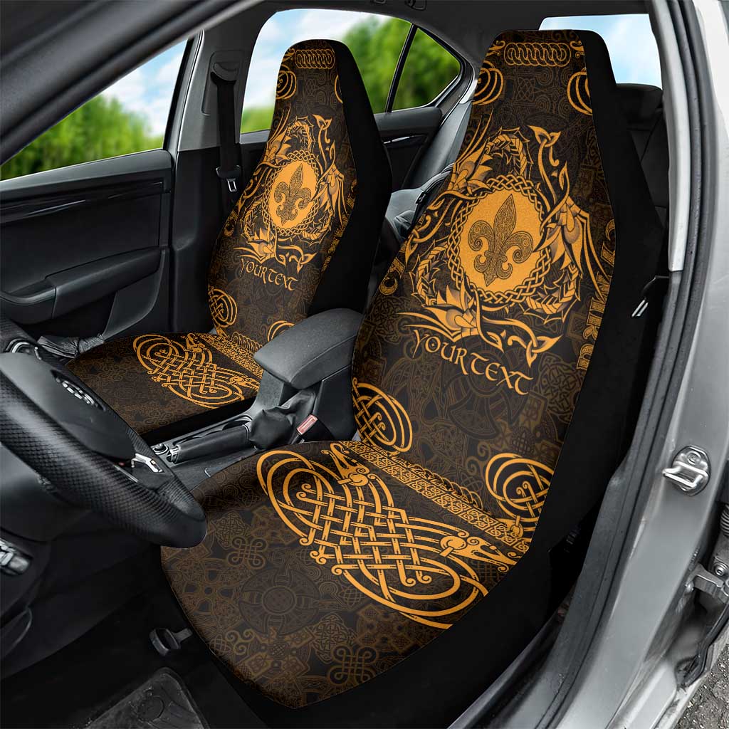 Personalized Monmouthshire Sir Fynwy Car Seat Cover Gold Fleur-de-lis Celtic-inspired LT9