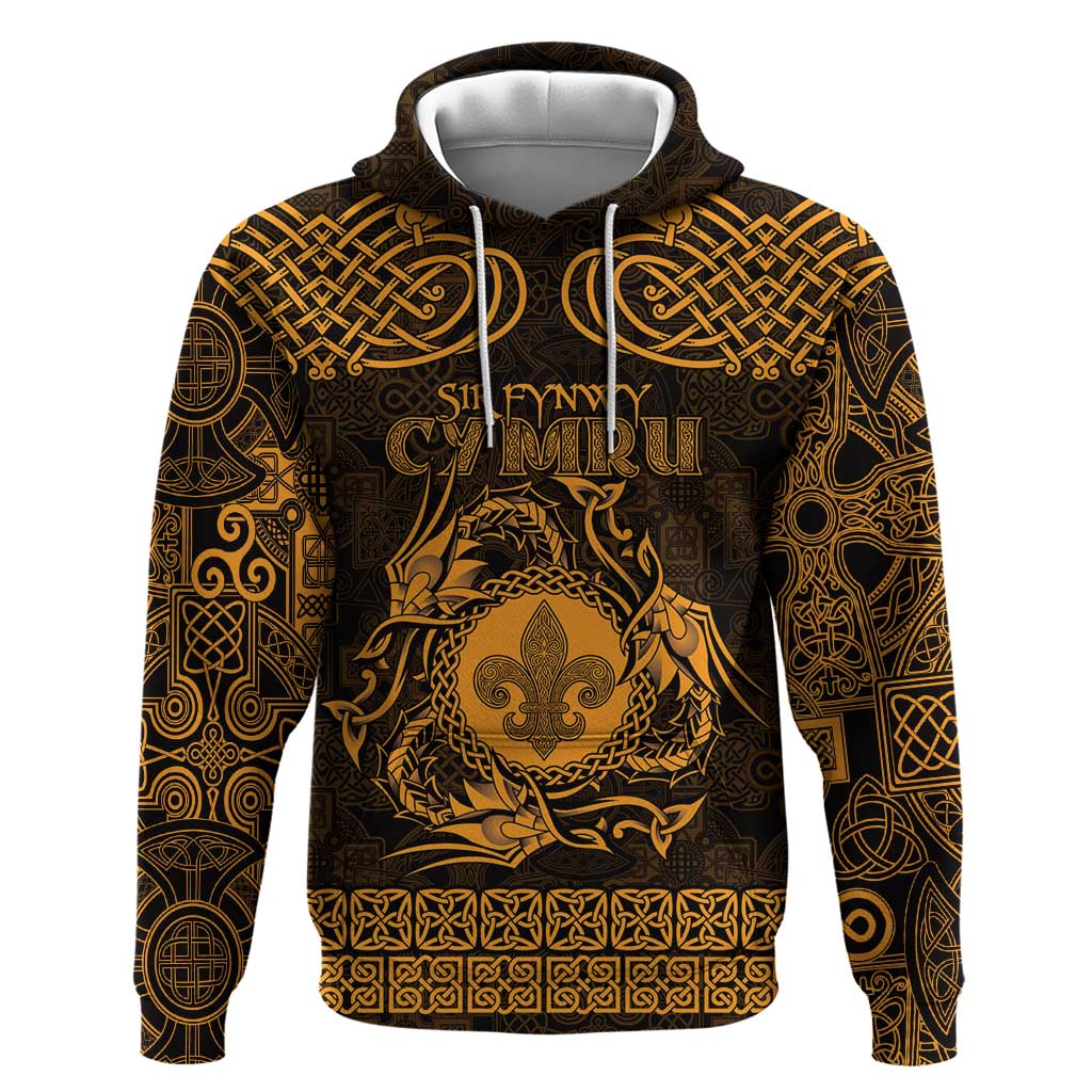 Personalized Monmouthshire Sir Fynwy Hoodie Gold Fleur-de-lis Celtic-inspired LT9