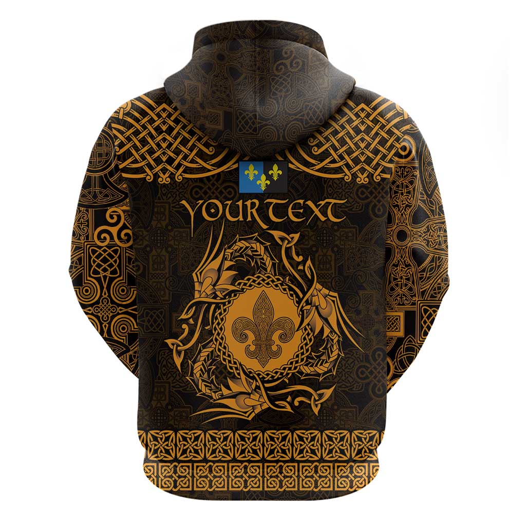 Personalized Monmouthshire Sir Fynwy Hoodie Gold Fleur-de-lis Celtic-inspired LT9