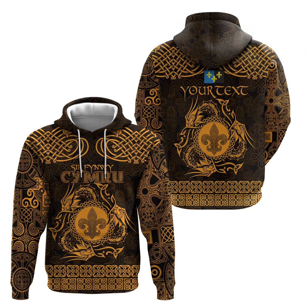 Personalized Monmouthshire Sir Fynwy Hoodie Gold Fleur-de-lis Celtic-inspired LT9