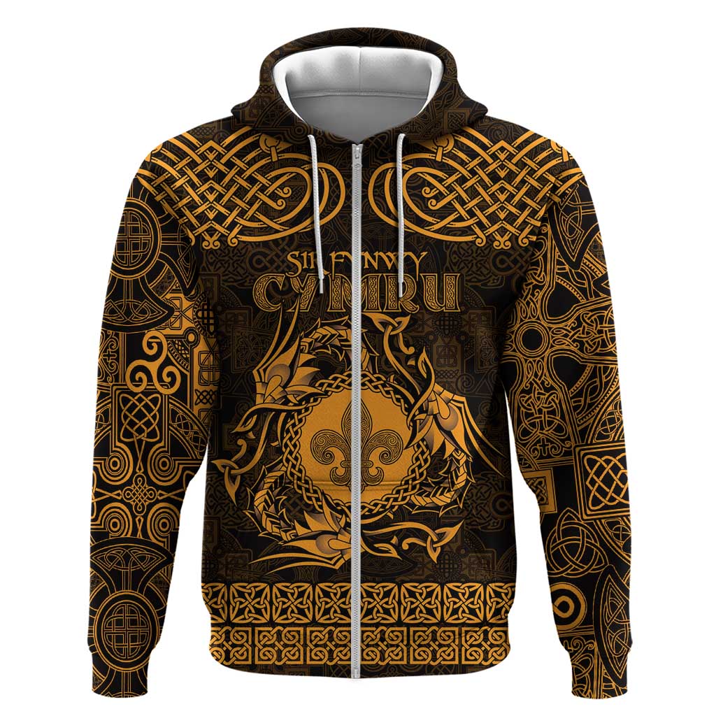 Personalized Monmouthshire Sir Fynwy Hoodie Gold Fleur-de-lis Celtic-inspired LT9