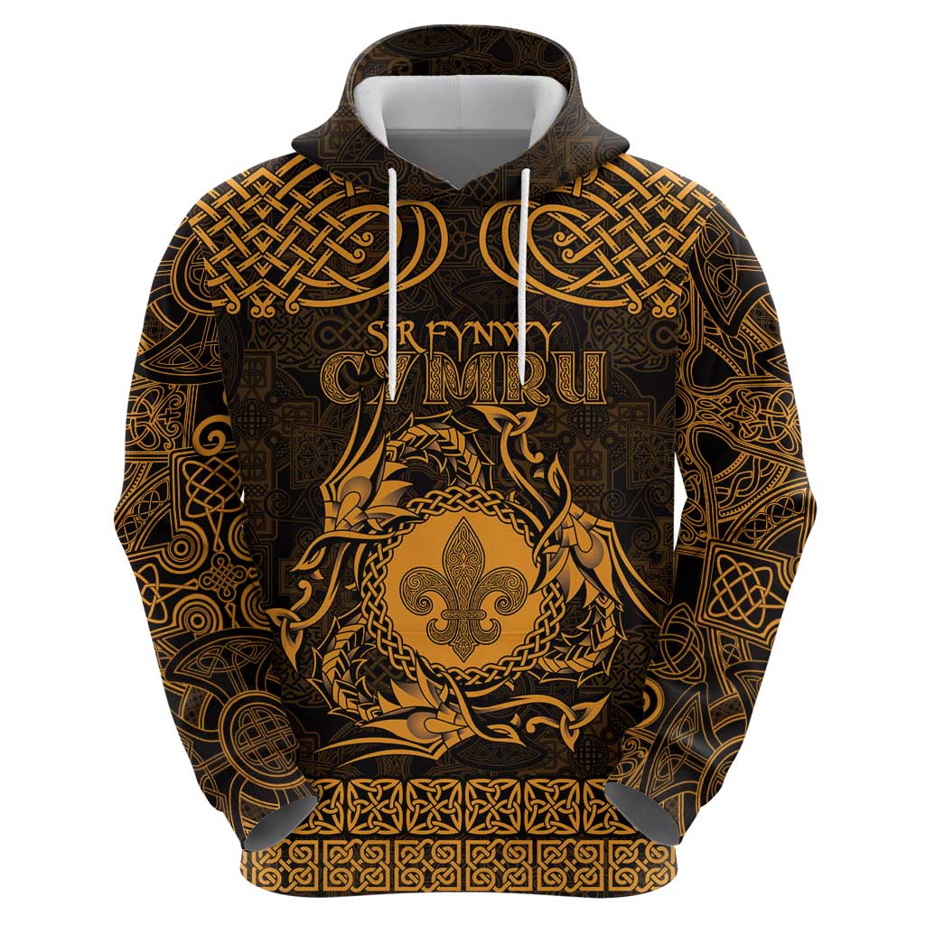 Personalized Monmouthshire Sir Fynwy Hoodie Gold Fleur-de-lis Celtic-inspired LT9