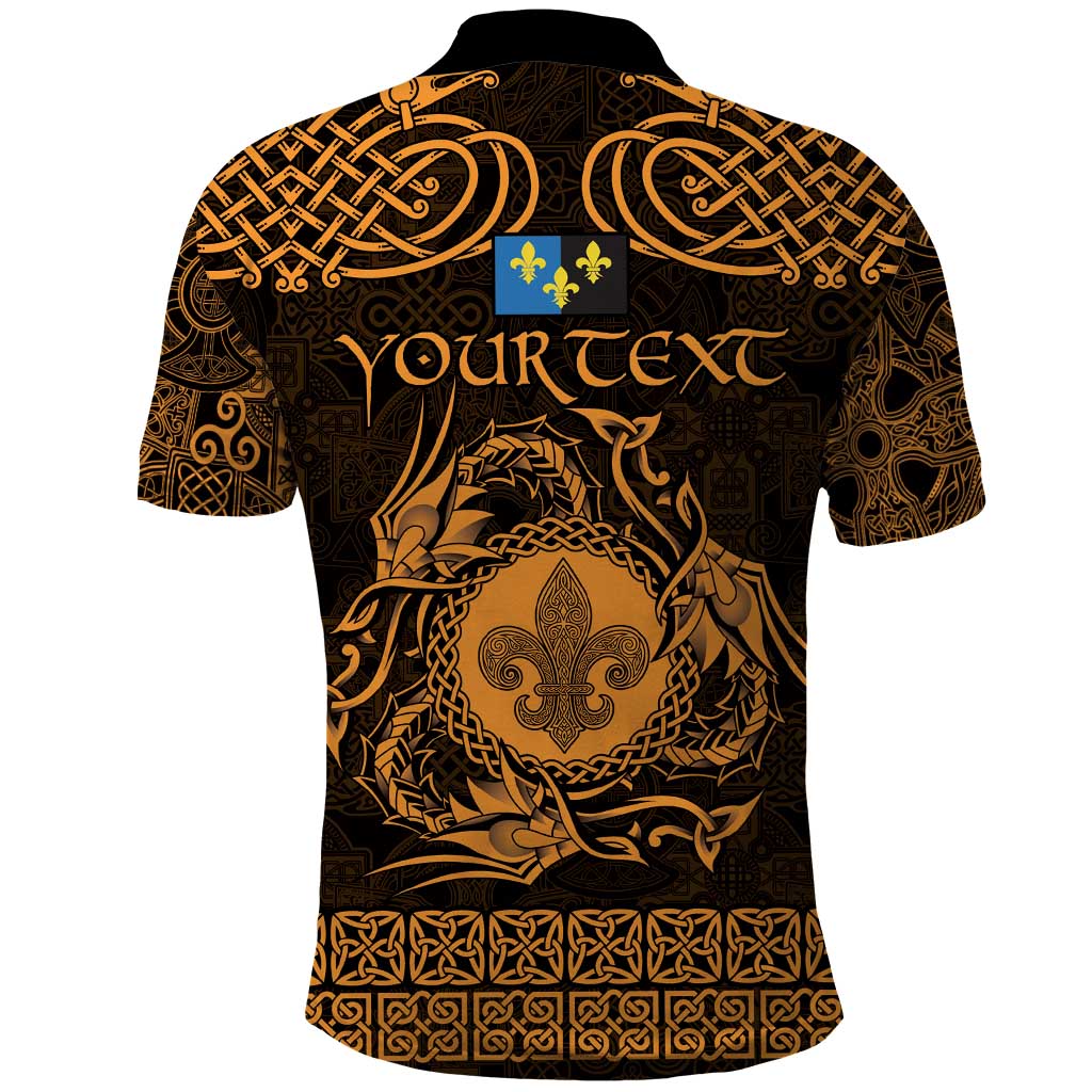 Personalized Monmouthshire Sir Fynwy Polo Shirt Gold Fleur-de-lis Celtic-inspired LT9