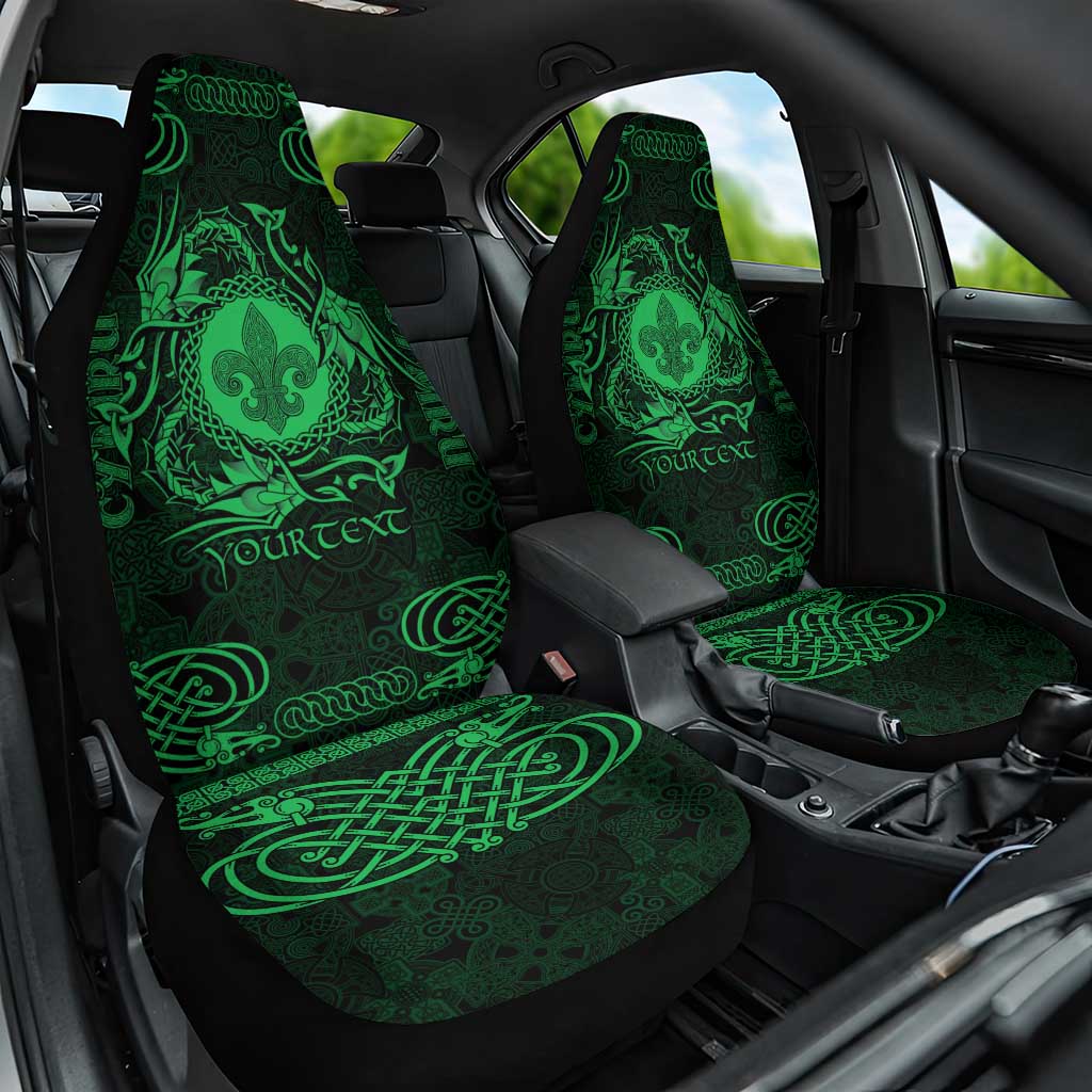 Personalized Monmouthshire Sir Fynwy Car Seat Cover Green Fleur-de-lis Celtic-inspired LT9