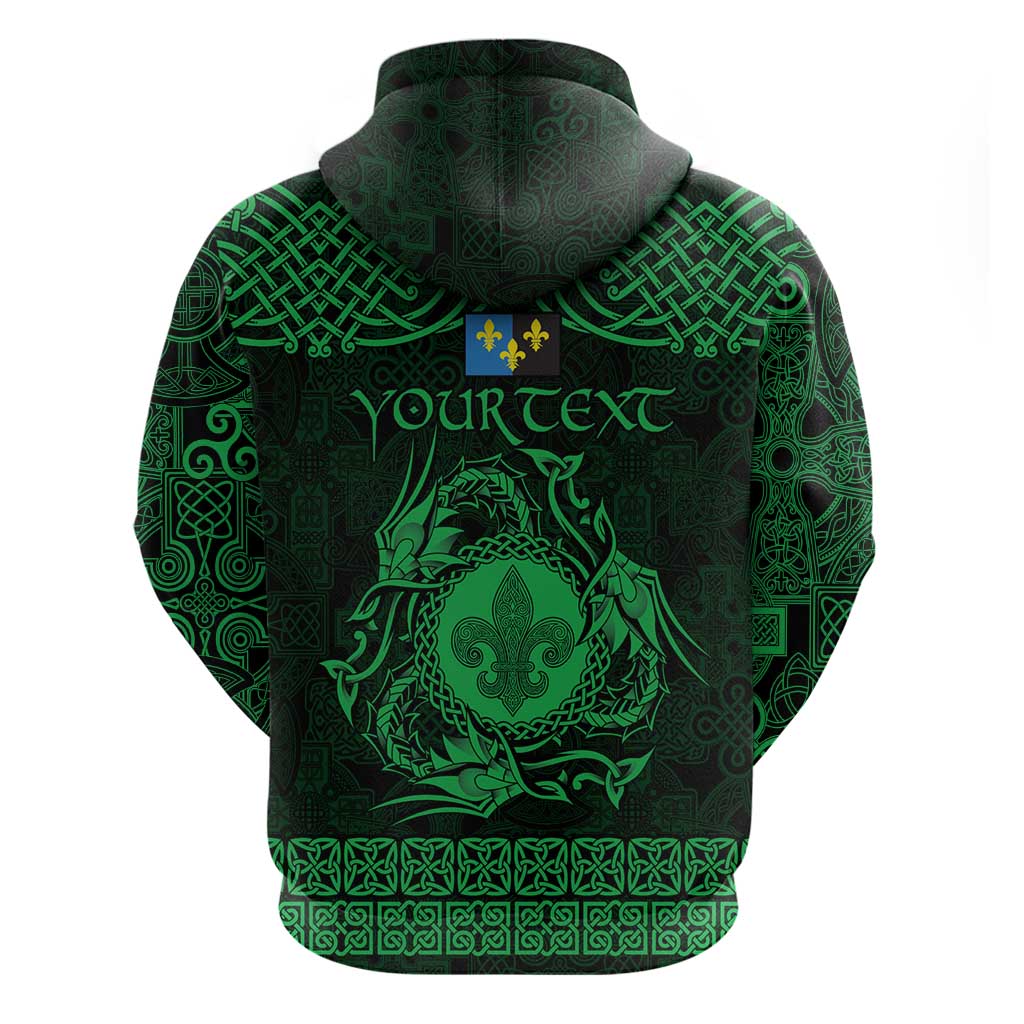 Personalized Monmouthshire Sir Fynwy Hoodie Green Fleur-de-lis Celtic-inspired LT9