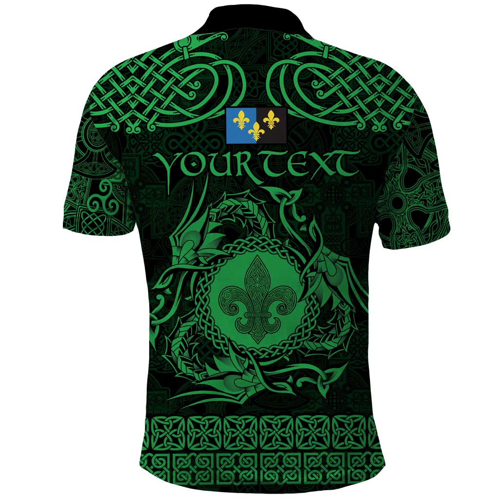 Personalized Monmouthshire Sir Fynwy Polo Shirt Green Fleur-de-lis Celtic-inspired LT9