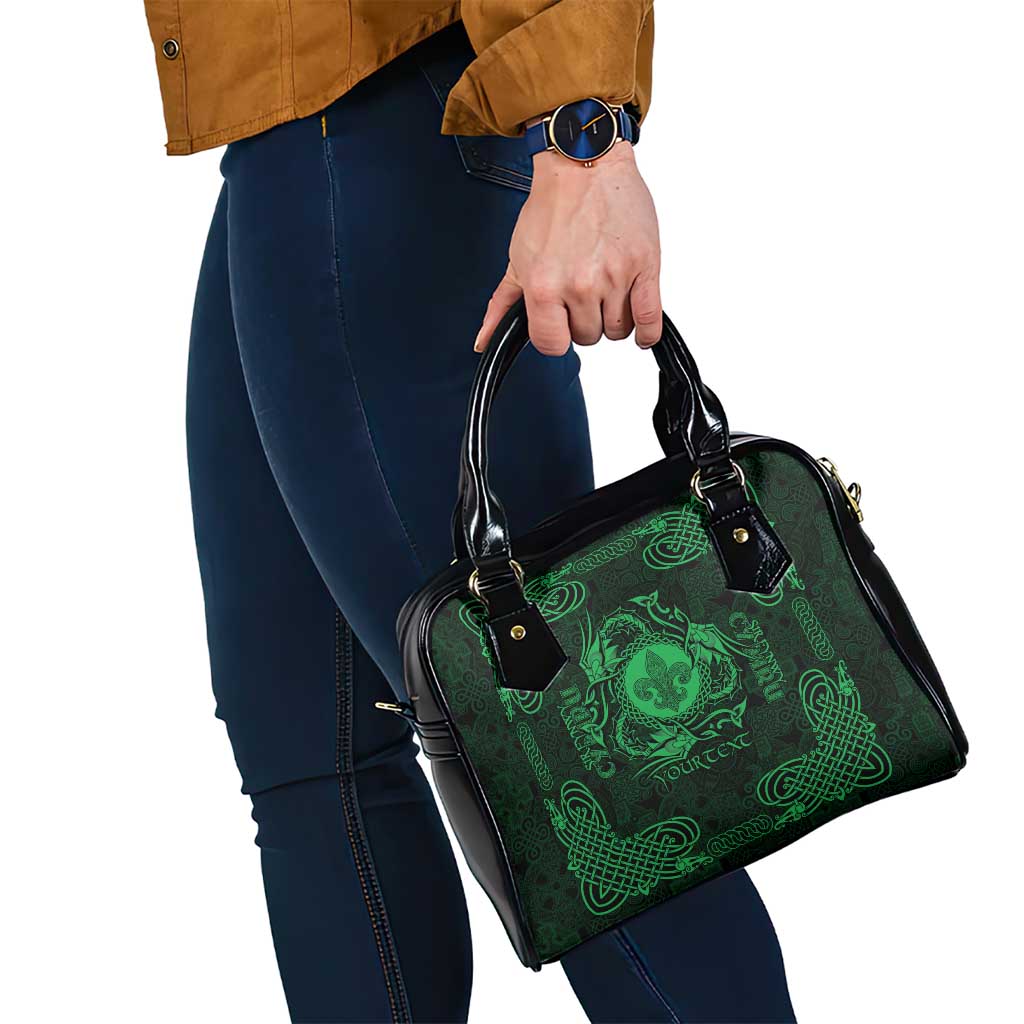 Personalized Monmouthshire Sir Fynwy Shoulder Handbag Green Fleur-de-lis Celtic-inspired LT9