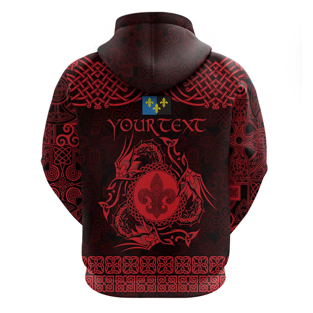 Personalized Monmouthshire Sir Fynwy Hoodie Red Fleur-de-lis Celtic-inspired LT9