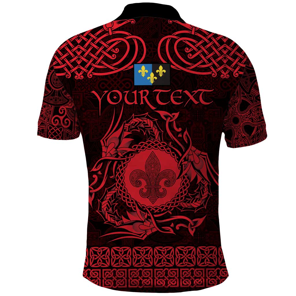 Personalized Monmouthshire Sir Fynwy Polo Shirt Red Fleur-de-lis Celtic-inspired LT9
