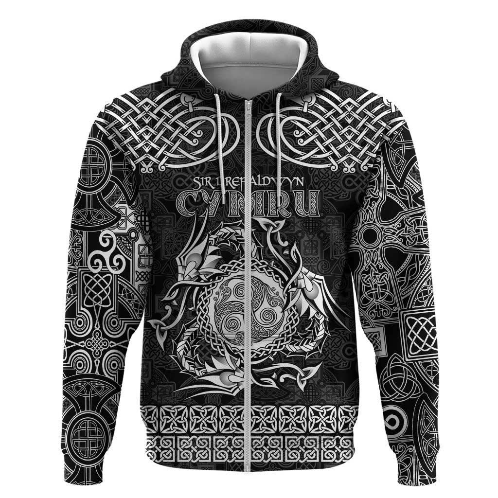 Personalized Montgomeryshire Sir Drefaldwyn Hoodie Black Water Triskele Celtic-inspired LT9
