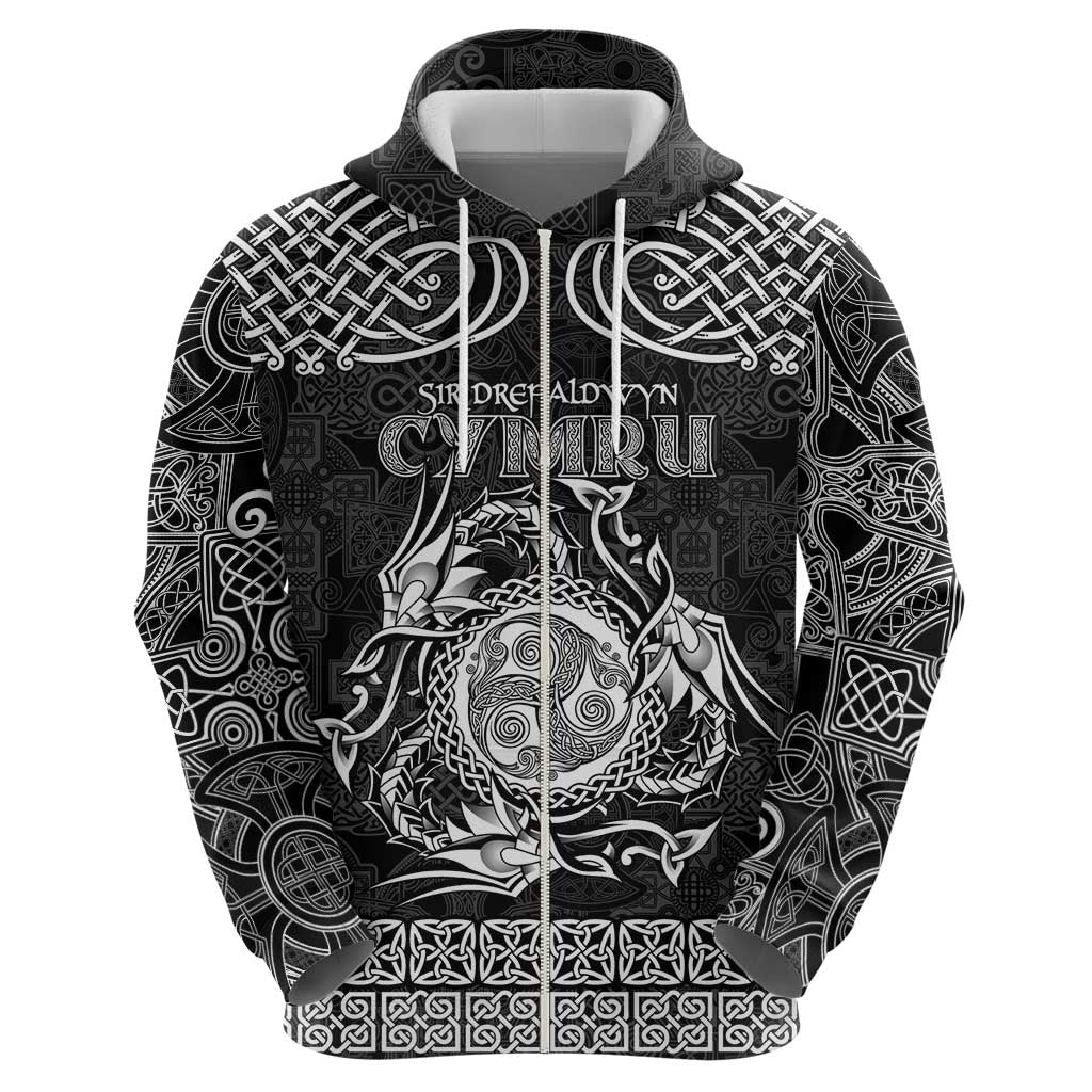 Personalized Montgomeryshire Sir Drefaldwyn Hoodie Black Water Triskele Celtic-inspired LT9
