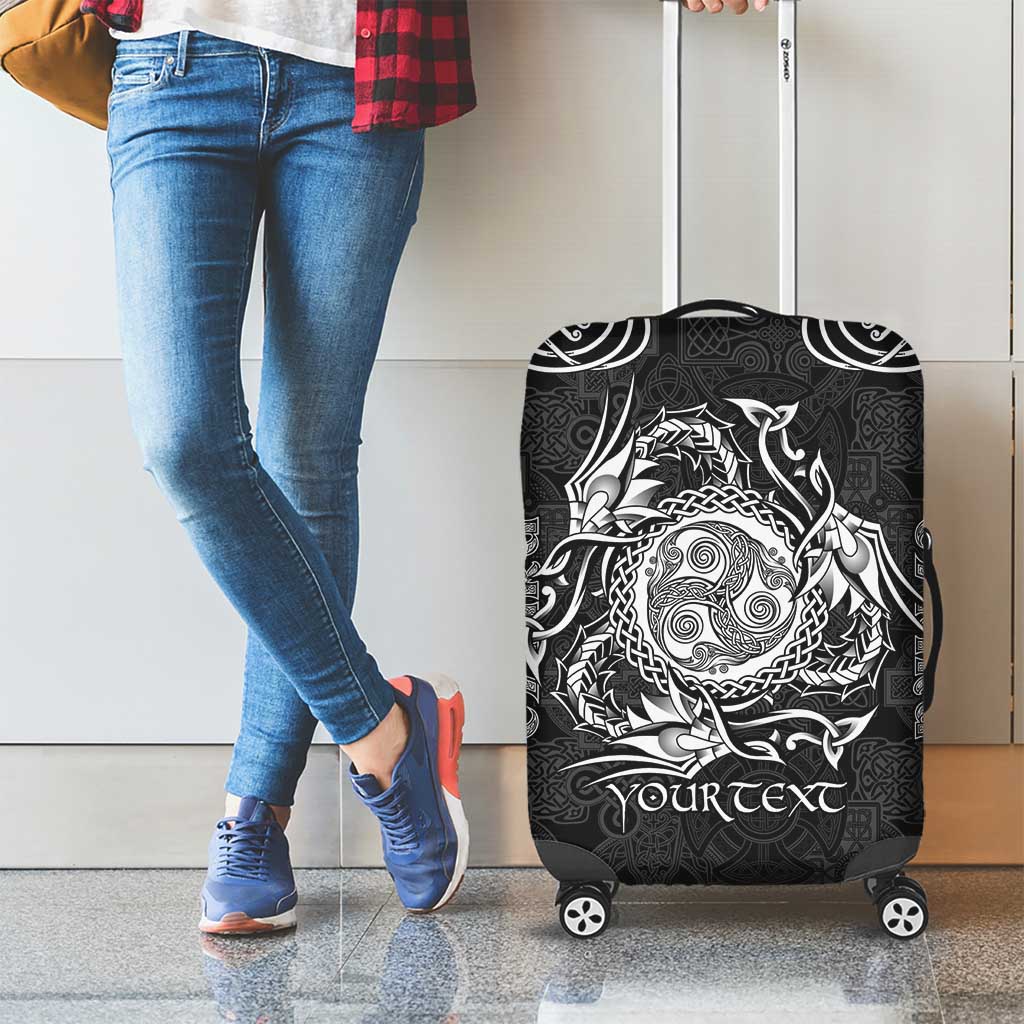 Personalized Montgomeryshire Sir Drefaldwyn Luggage Cover Black Water Triskele Celtic-inspired LT9