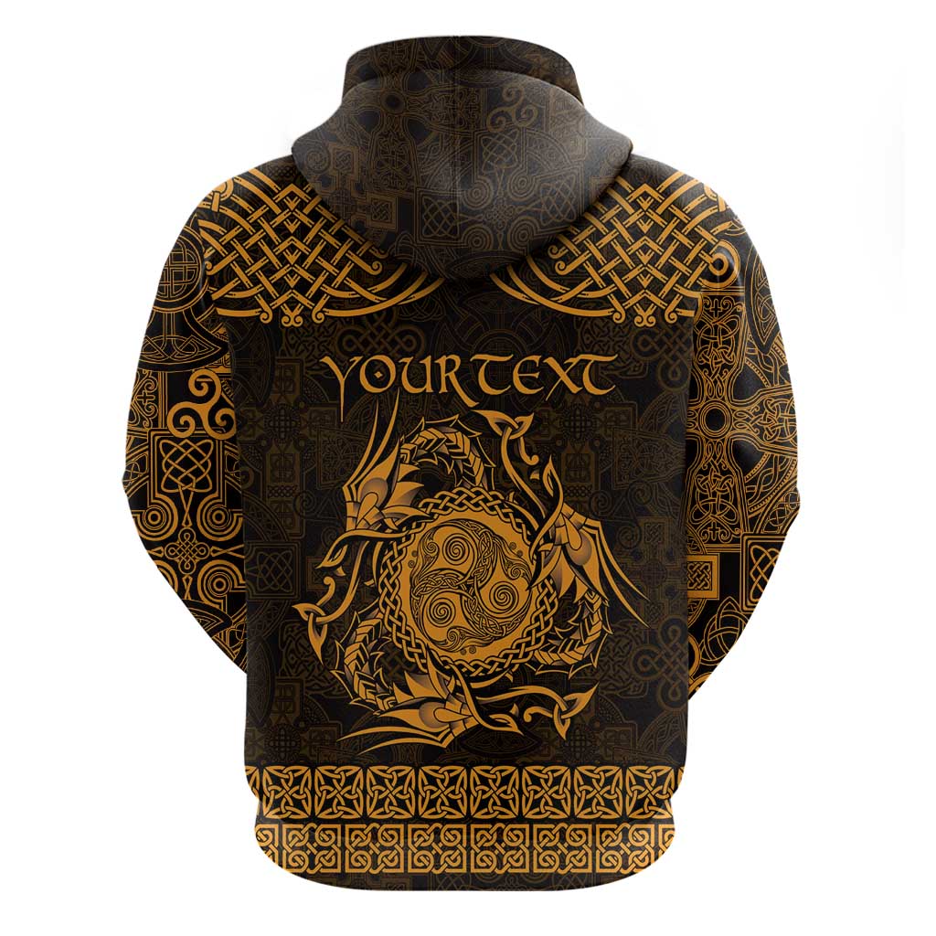 Personalized Montgomeryshire Sir Drefaldwyn Hoodie Gold Water Triskele Celtic-inspired LT9
