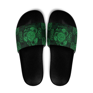 Personalized Montgomeryshire Sir Drefaldwyn Slide Sandals Green Water Triskele Celtic-inspired LT9