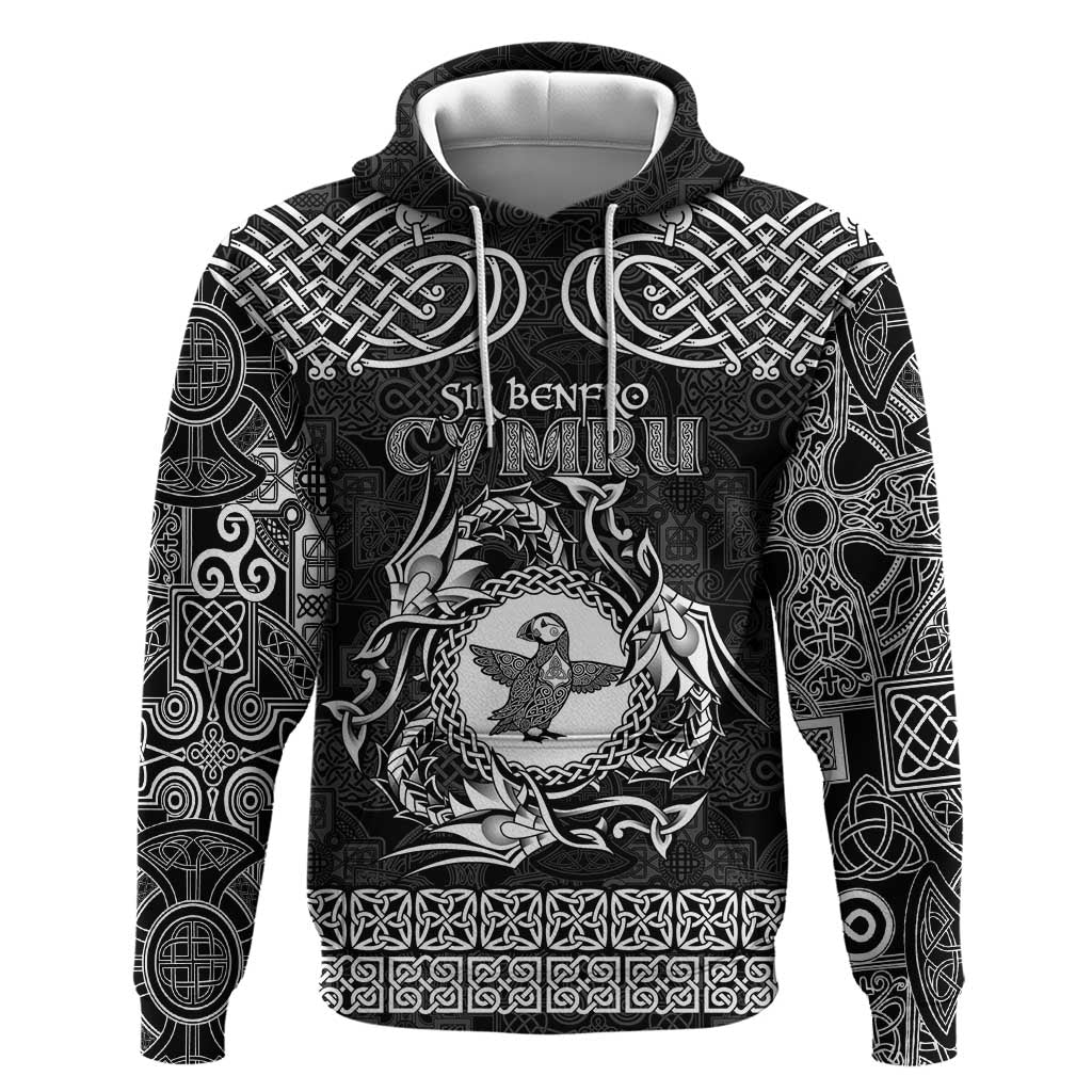 Personalized Pembrokeshire Sir Benfro Hoodie Black Puffin Celtic-inspired LT9