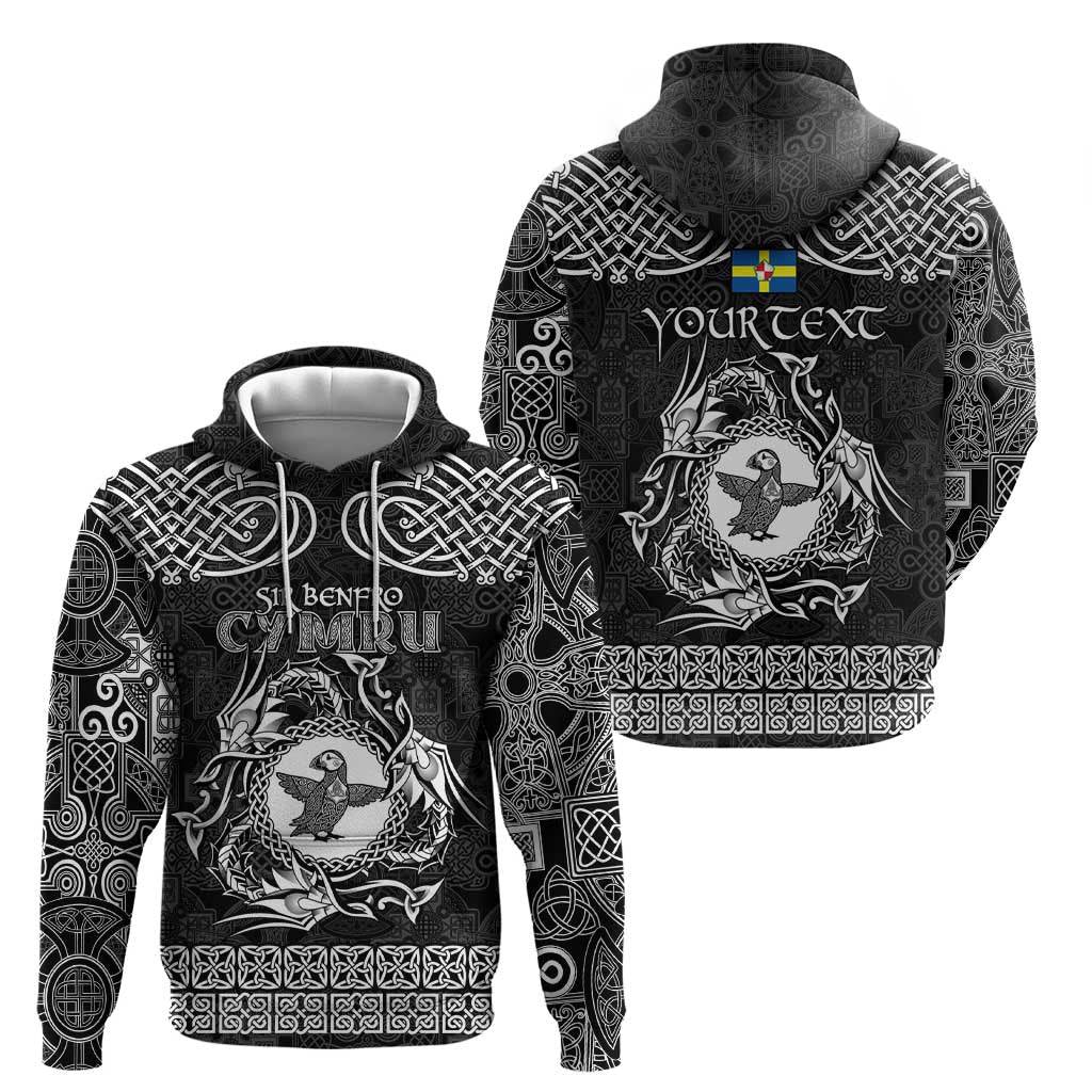 Personalized Pembrokeshire Sir Benfro Hoodie Black Puffin Celtic-inspired LT9